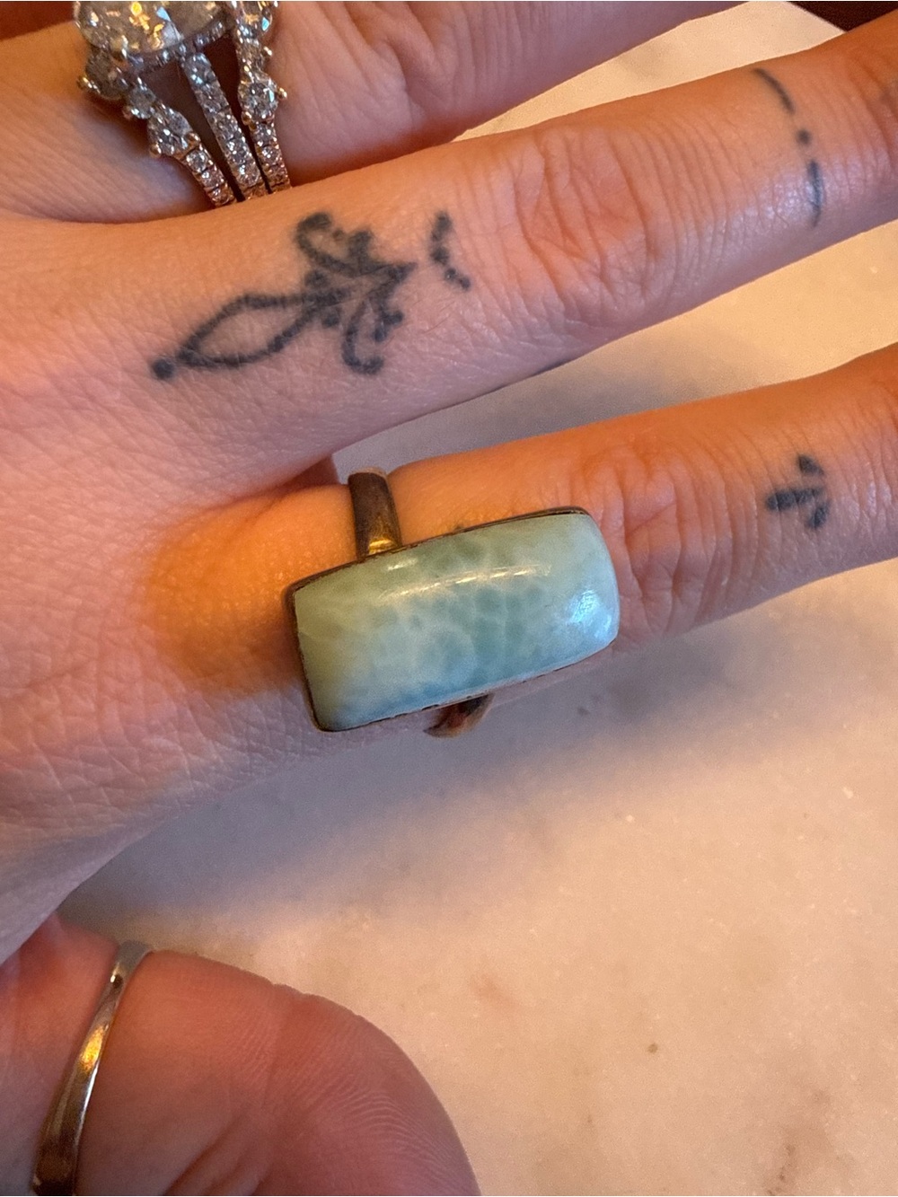 Larimar Rectangular Stone Ring